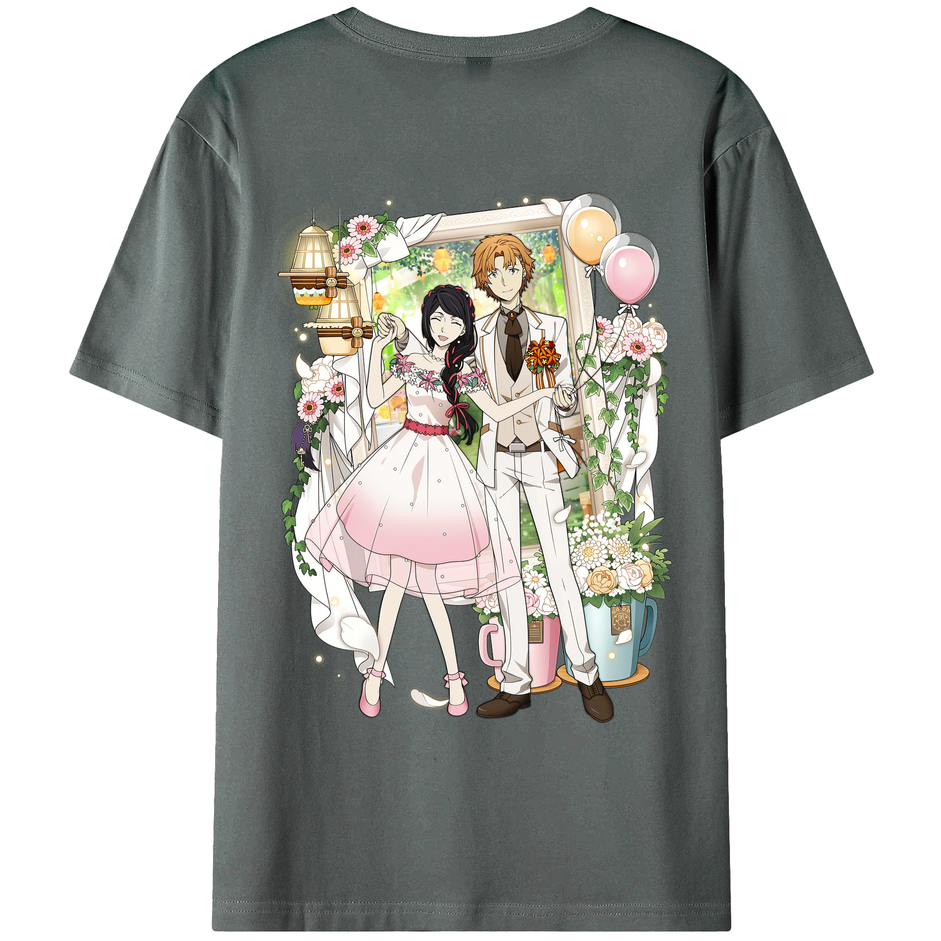 （画像用） 文豪ストレイドッグス Bungo Stray Dogs 綿100％ メンズ半袖Tシャツ（バックプリント） 通気性